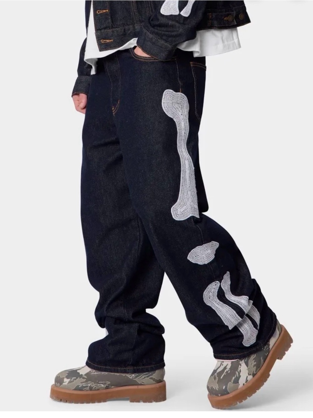 Men's Raw Skeleton Baggy Denim in Rinsed Indigo